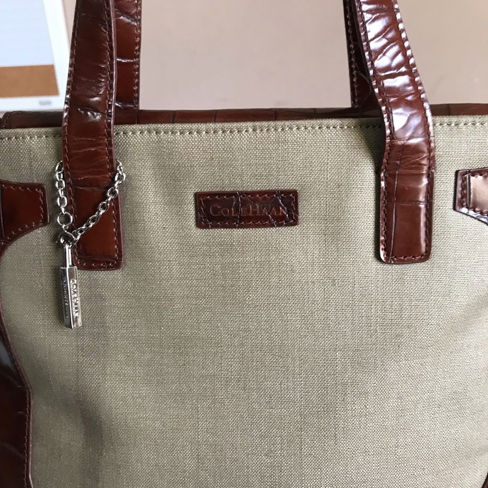 SOLD Cole Haan Canva Brown Croc Leather Shoulder - Picture 4 of 8